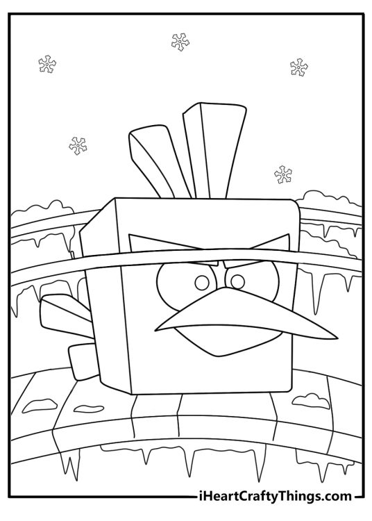 Ice Bird freezing a bridge with frosty crystals advanced coloring page for adults