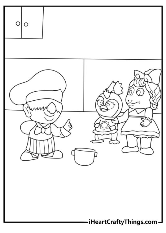 Kids can color Animal banging pots in the nursery kitchen