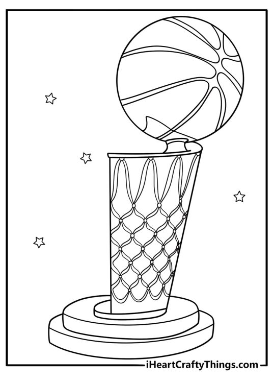 Larry Obrien trophy coloring page championship cup on stand detailed printable pdf