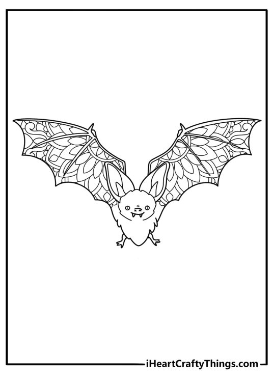 Mandala bat coloring page intricate pattern for adults printable pdf