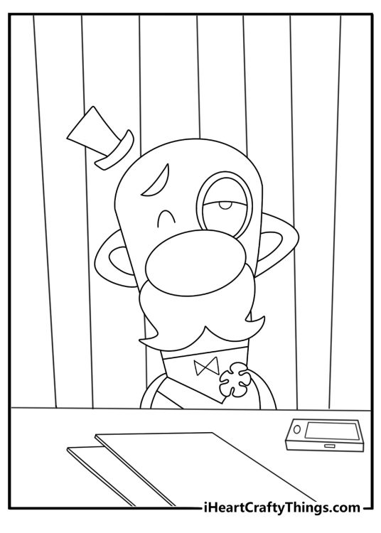 Mayor of Townsville at his desk with a phone and papers easy coloring page