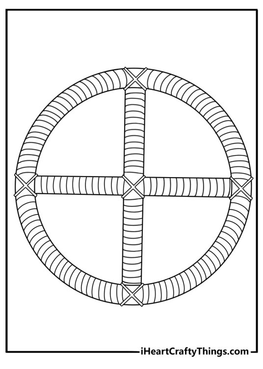 Medicine wheel symbol coloring page with four directions detailed printable