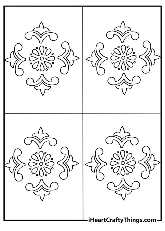 Mexican coloring sheet for adults with Talavera tiles in a floral pattern