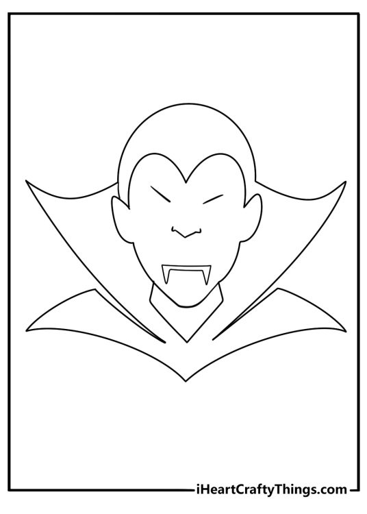 Minimalist vampire icon outline easy coloring page for beginners free download