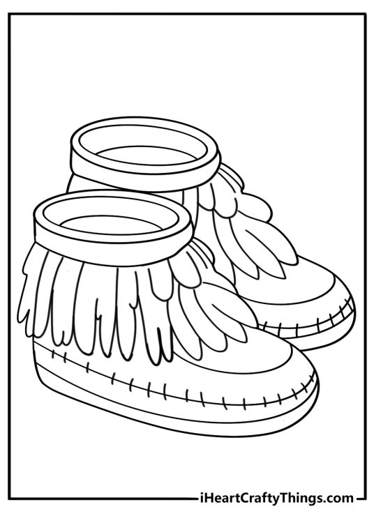 Moccasins coloring sheet with bead designs simple pdf