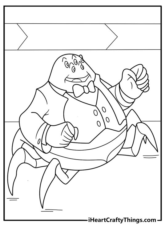 Monsters Inc printable coloring sheet showing Henry J Waternoose with multiple legs
