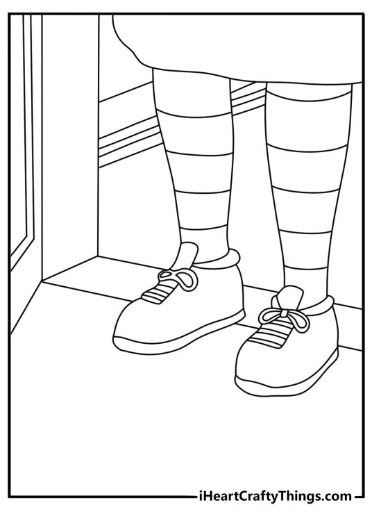 Muppet Babies coloring page for kids with Nanny shoes by the nursery door