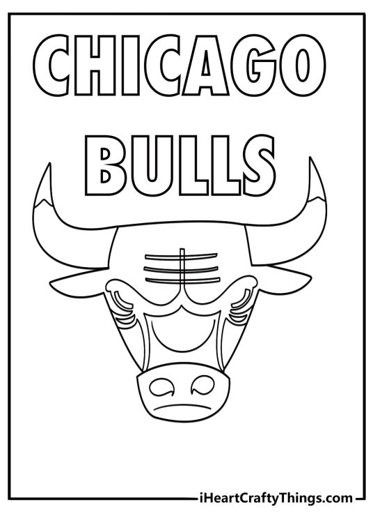 NBA coloring page printable featuring Chicago Bulls logo outline easy pdf
