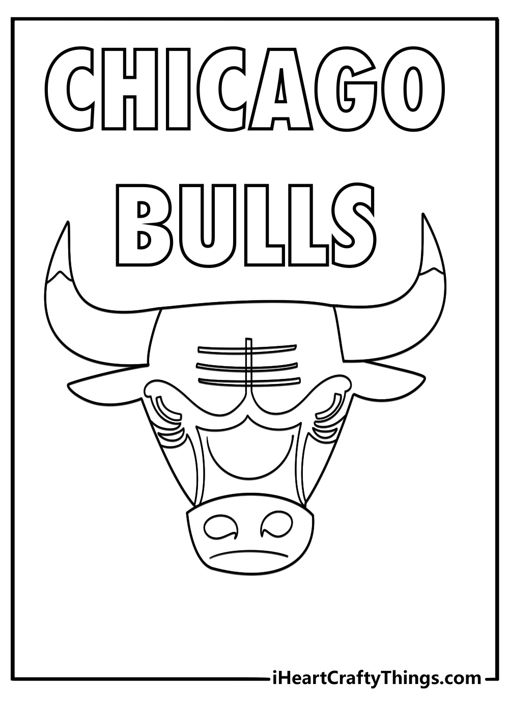 NBA coloring page printable featuring Chicago Bulls logo outline easy pdf