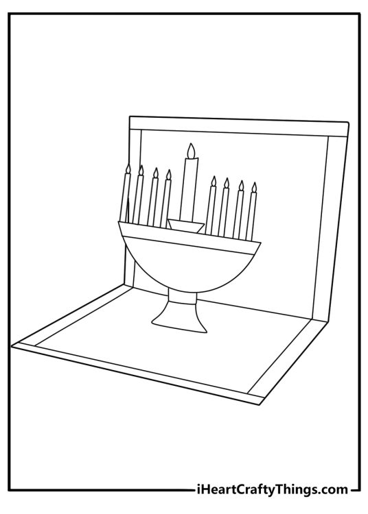 Paper craft hanukkiah cut and assemble template easy coloring printable pdf