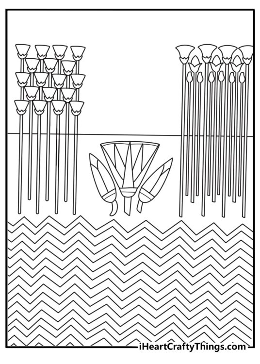Papyrus plants and lotus by the Nile cute coloring page for kids