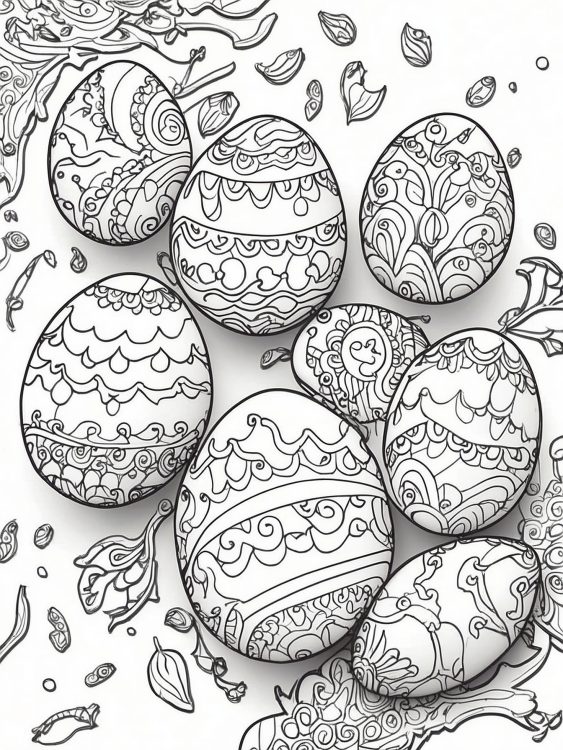 Patterned Easter Eggs to Color