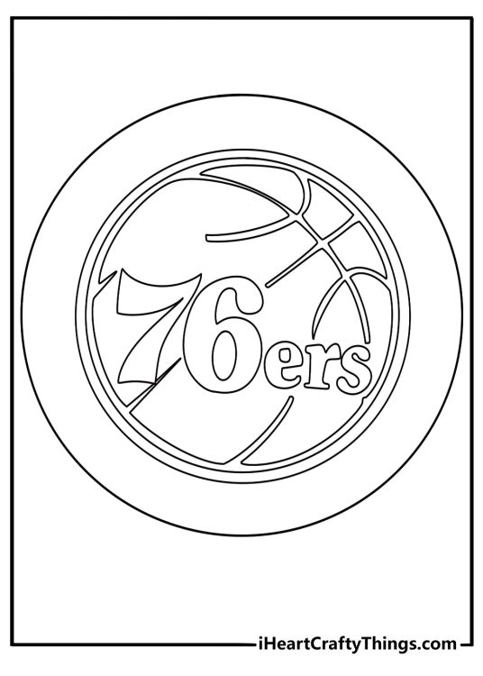Philadelphia 76ers ring logo coloring sheet stars and seventy six text pdf