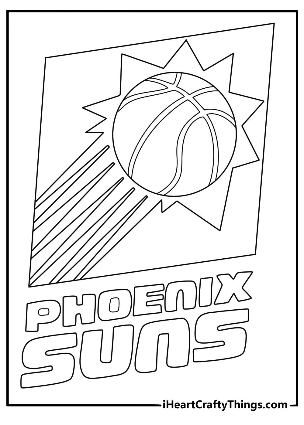 Phoenix Suns sunburst emblem coloring sheet detailed for adults pdf