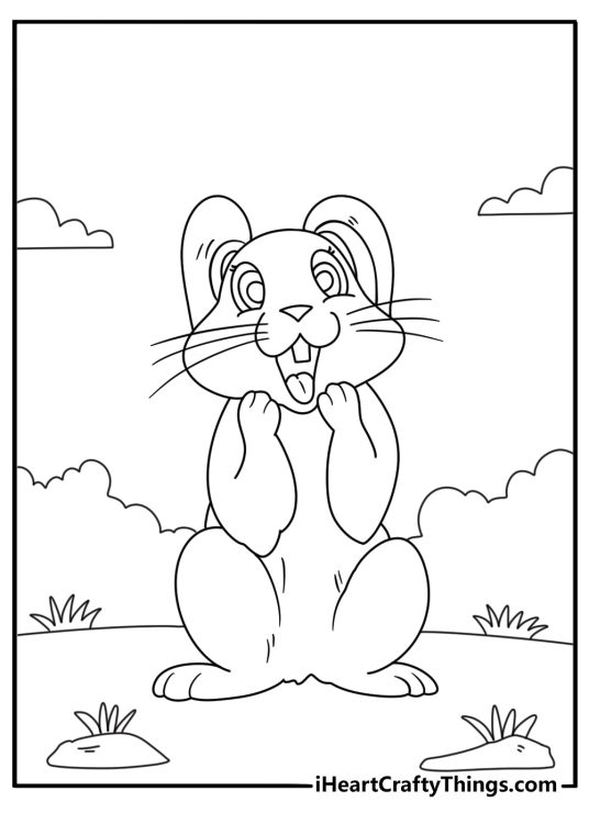 Picture presenting rabbit with mouth wide open in a gleeful grin and long ears slicked back behind her