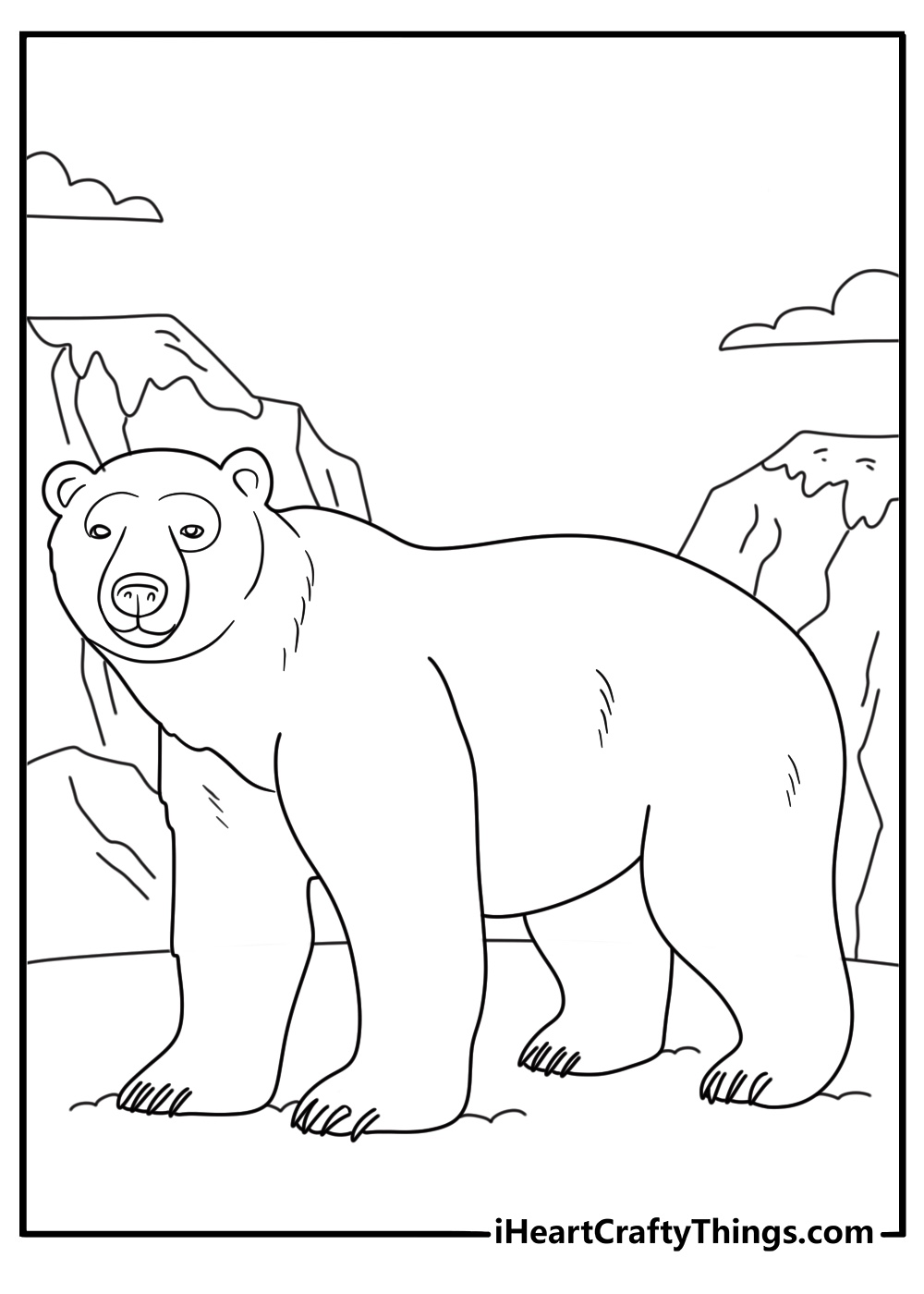 Polar bear coloring page simple arctic scene for kids