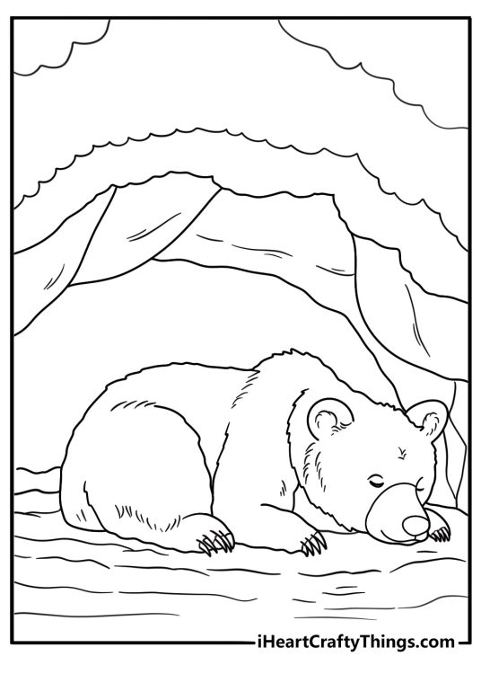 Polar bear resting at a den entrance winter printable pdf