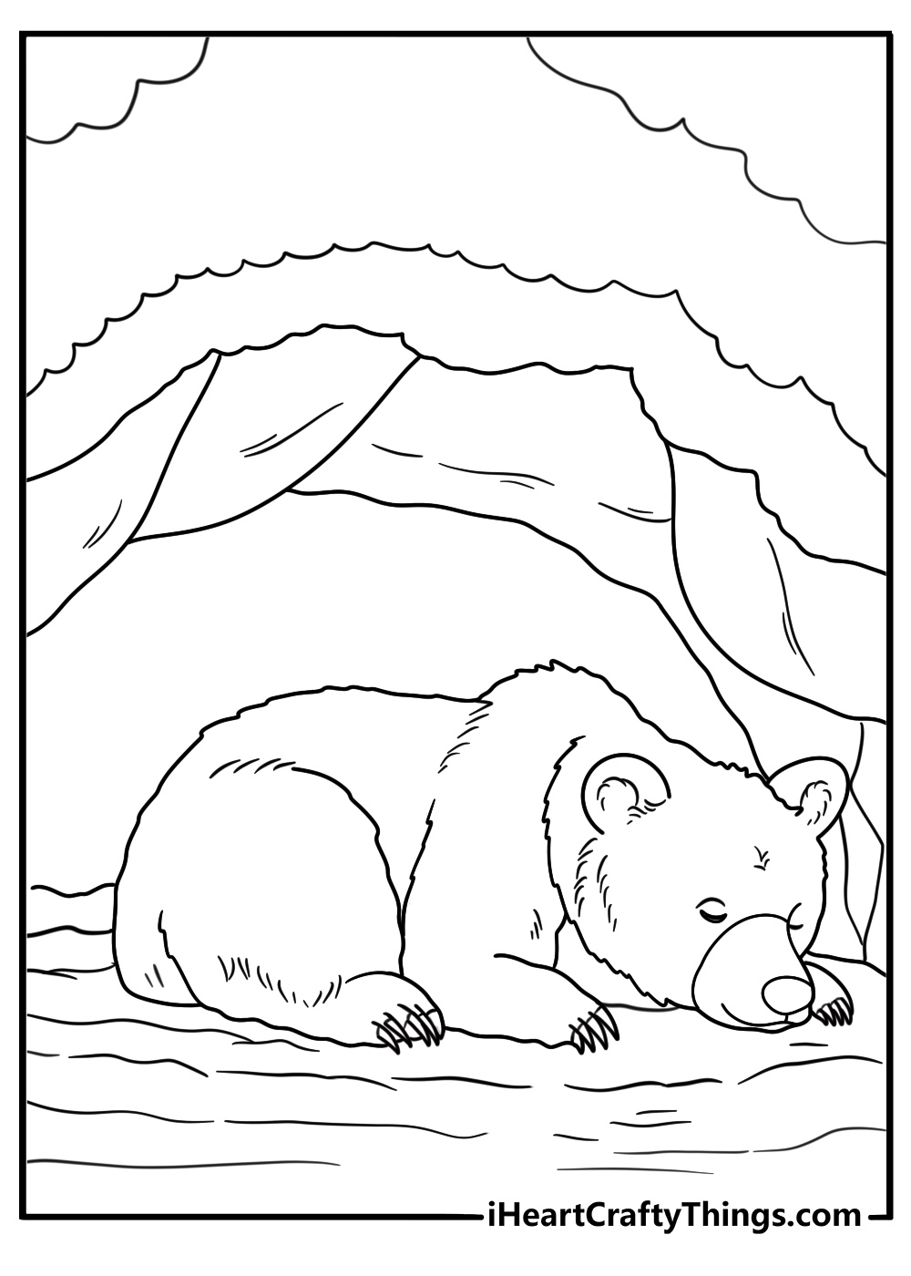 Polar bear resting at a den entrance winter printable pdf