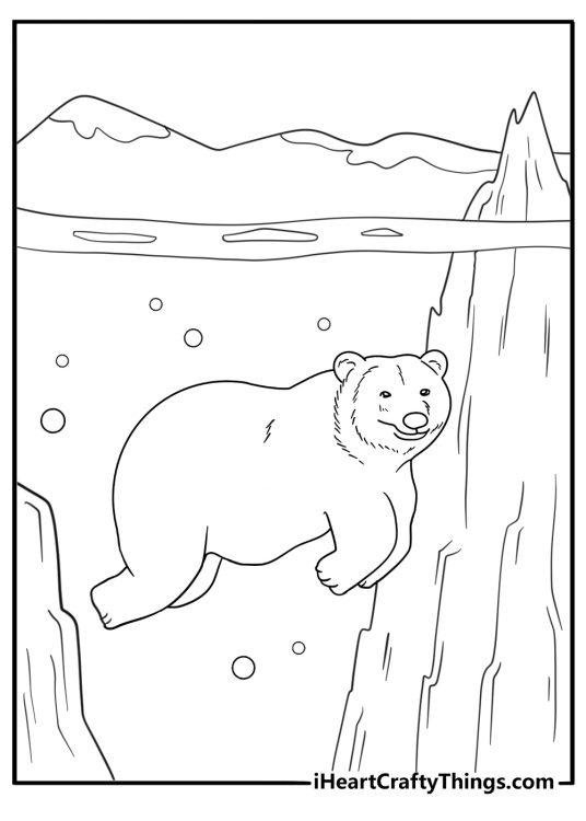 Polar bear swimming under ice printable pdf download