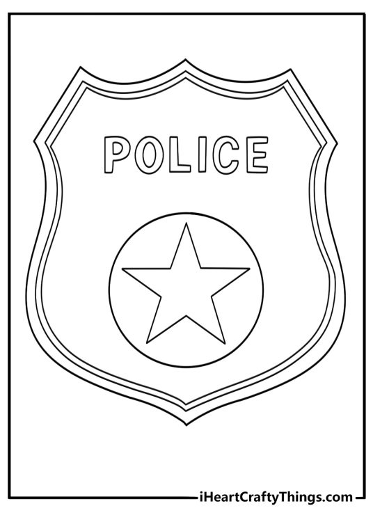 Police badge and shield symbols simple police coloring page