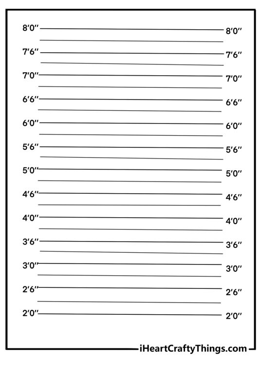 Police lineup room with height chart printable coloring page