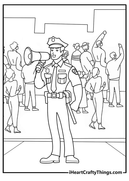 Police megaphone used for crowd control coloring page