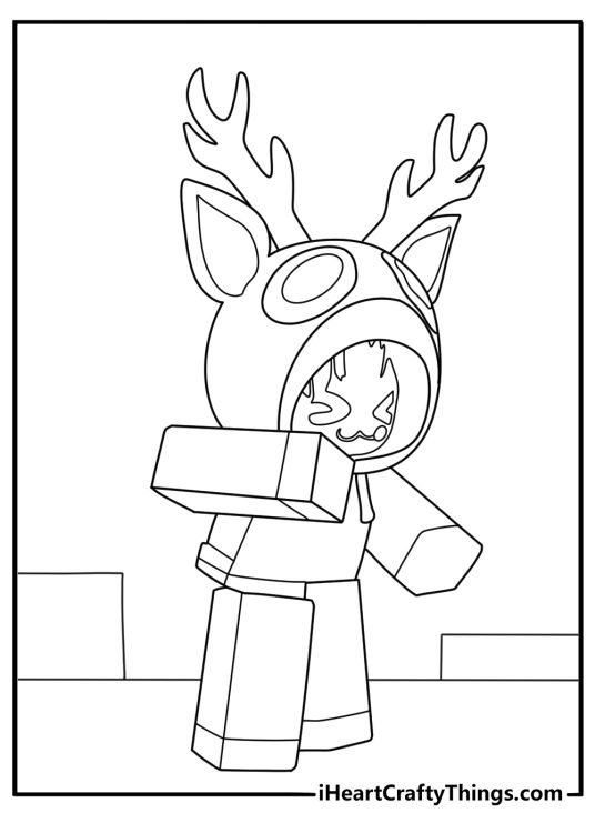 Printable Roblox coloring sheet with avatar wearing animal costume