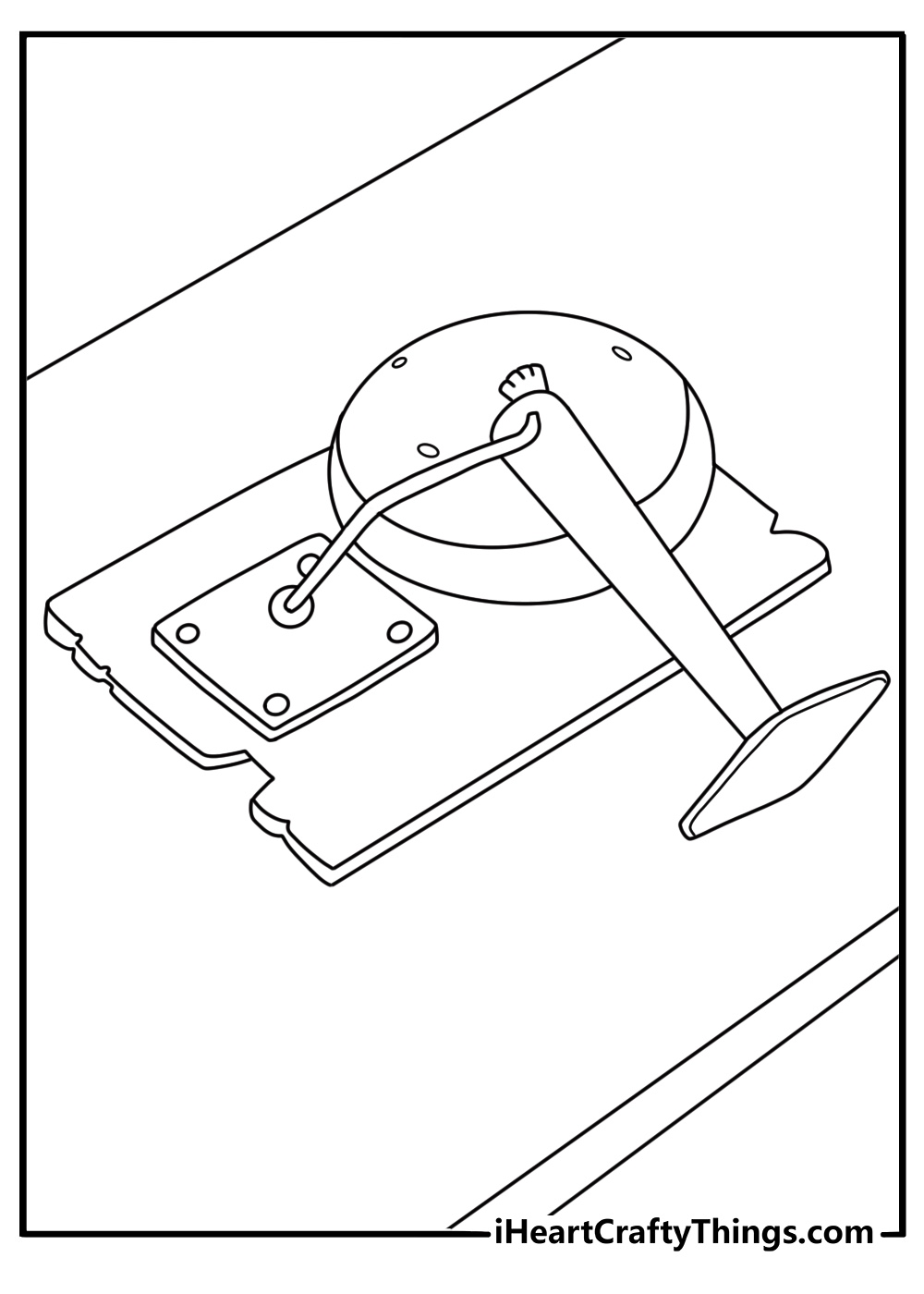 Printable WWE coloring page with a ring bell and timekeeper table