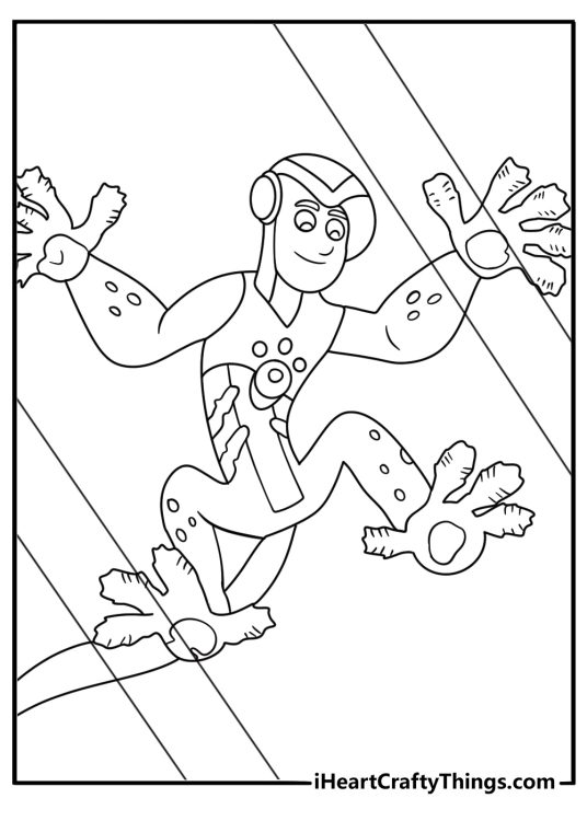 Printable Wild Kratts sheet featuring Chris climbing with gecko Creature Powers