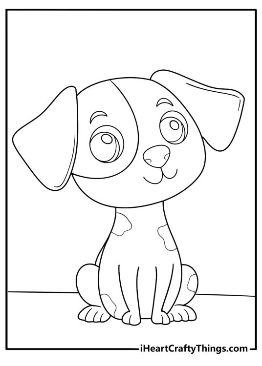 Printable picture of a puppy with floppy ears and unique patch around one of the eyes