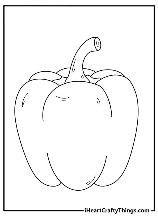 Printable vegetable coloring sheet with single bell pepper