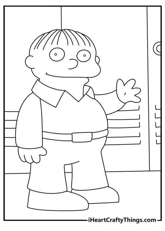 Ralph Wiggum in school hallway cute coloring page