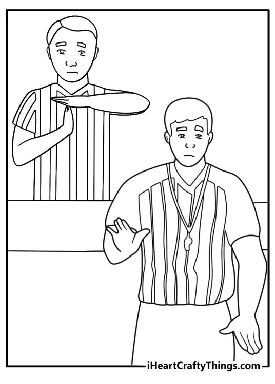 Referee signals coloring sheet travel double dribble and timeout poses simple