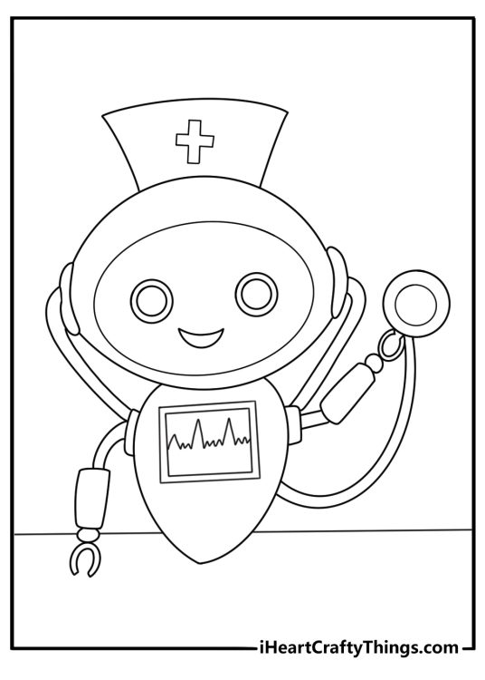 Robot doctor printable with tool tray and diagnostic screen