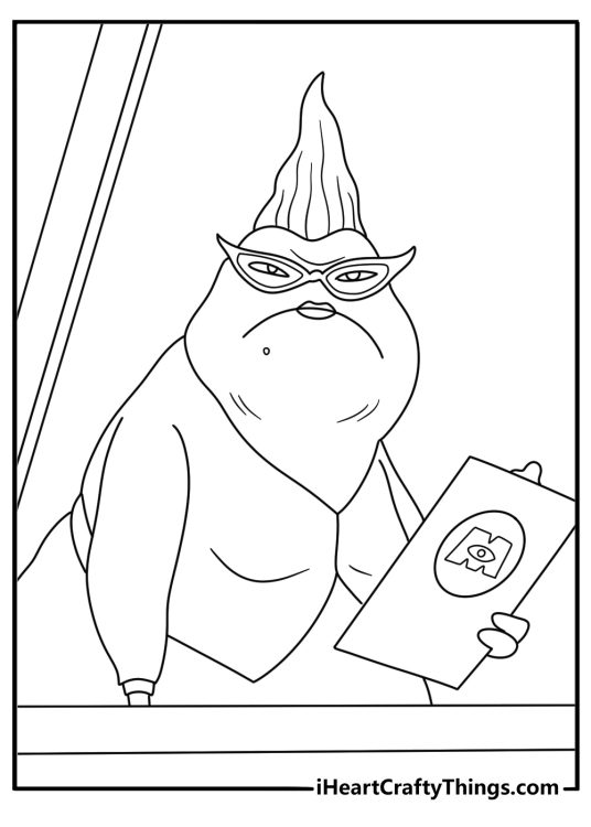Roz watches from her office window in this free coloring sheet