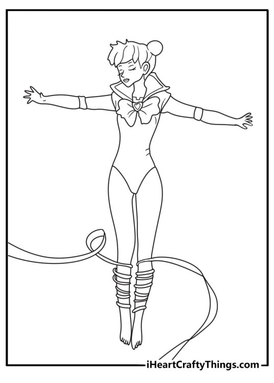 Sailor Moon coloring page Usagi Tsukino transforming with glowing brooch simple coloring sheet for kids
