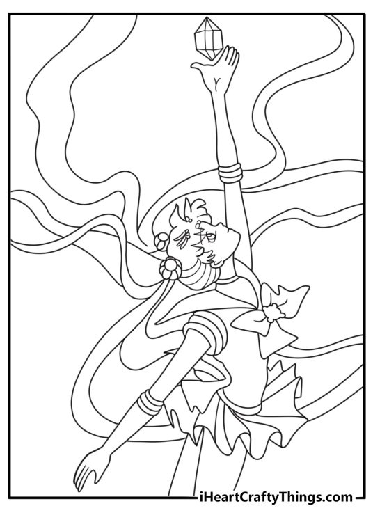 Sailor Moon crystal coloring pages with magical crystal floating above hands detailed sheet