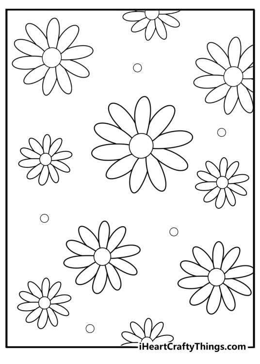 Seamless daisy pattern coloring sheet printable for teens