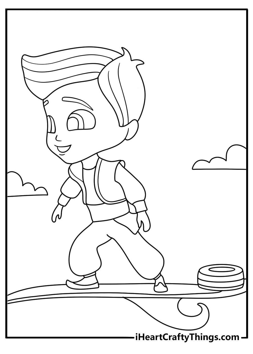 Shimmer and Shine coloring pages scene featuring Kaz with his genie powers