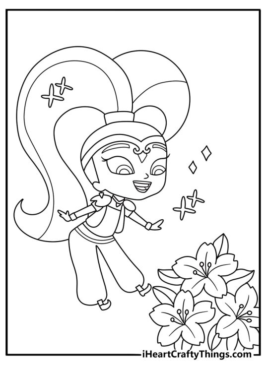Shine uses magic to make a giant flower grow in this cartoon printable