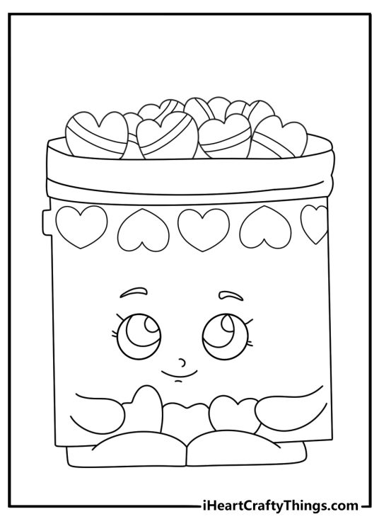 Shopkins coloring pages pdf with candy jar character full of sweets