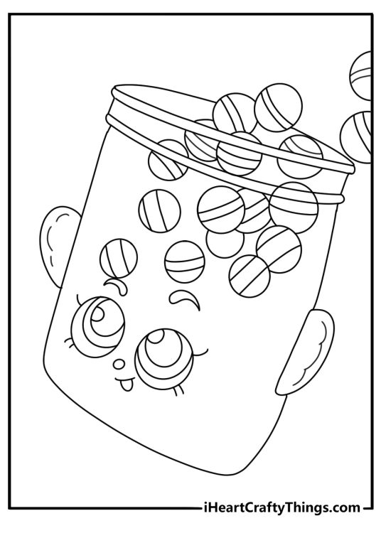 Shopkins coloring pages with cereal box character and small grains falling out
