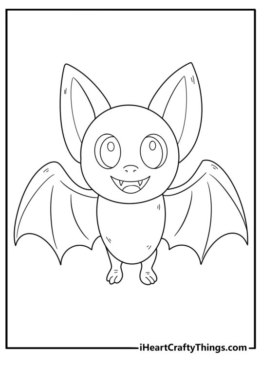 Simple bat coloring page for kids with big easy shapes printable