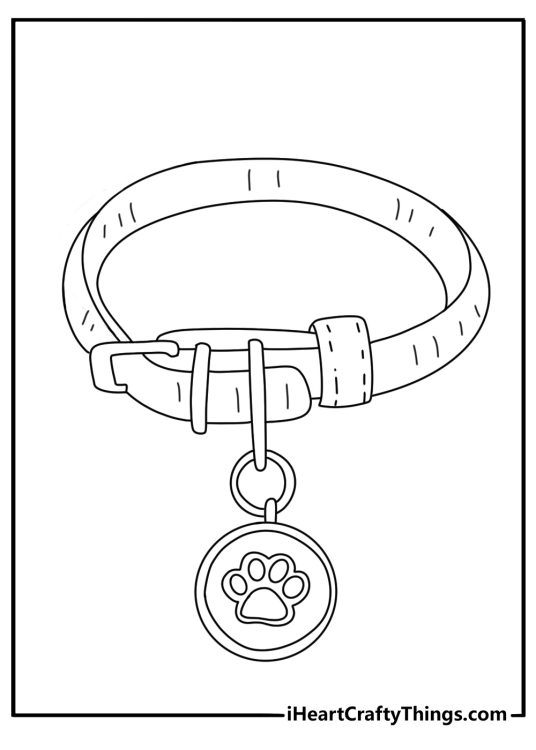 Simple corgi coloring sheet with a corgi paw print and collar