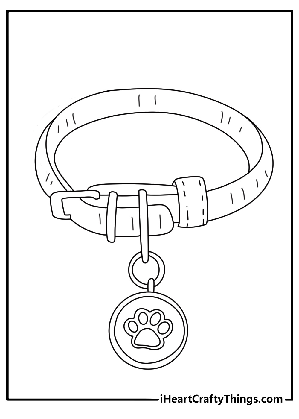 Simple corgi coloring sheet with a corgi paw print and collar