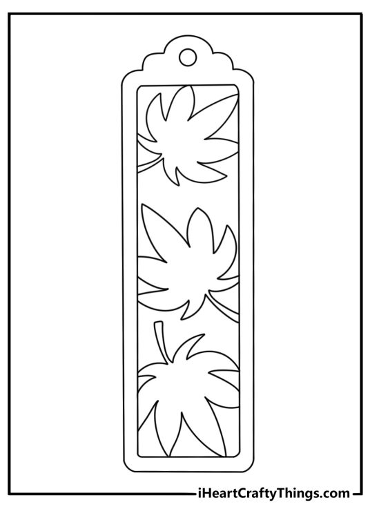Simple printable leaf coloring sheet with a leaf bookmark design