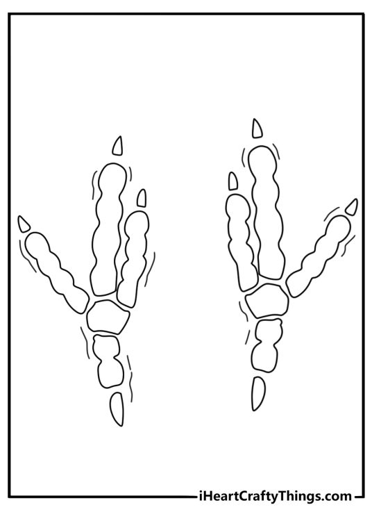 Simple raven coloring page with a raven footprint in soft mud