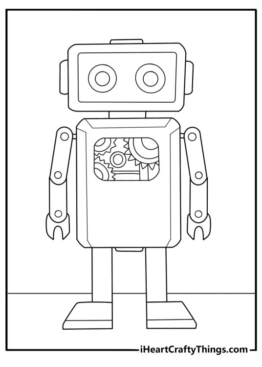 Simple robot printable for beginners with clear outline and large shapes