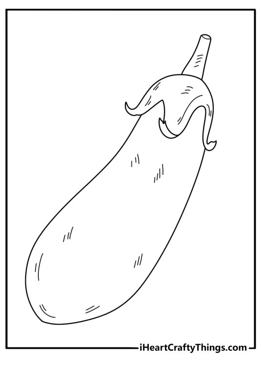 Simple vegetable coloring page with whole eggplant