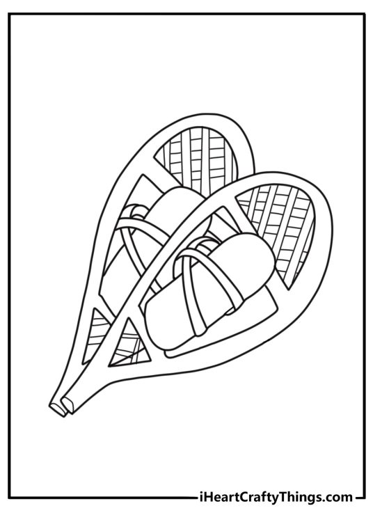 Snowshoes with laced wood frames coloring sheet easy download